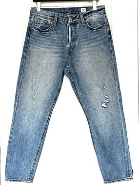 Levi's Wedgie Icon High Rise Selvedge White Oak Cone Denim Distressed Jeans 29